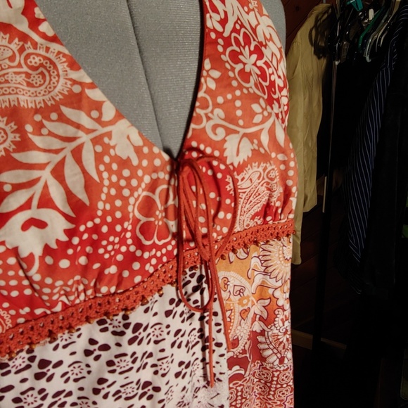 Xhilaration - orange/brown/cream halter dress NWT - Picture 2 of 6